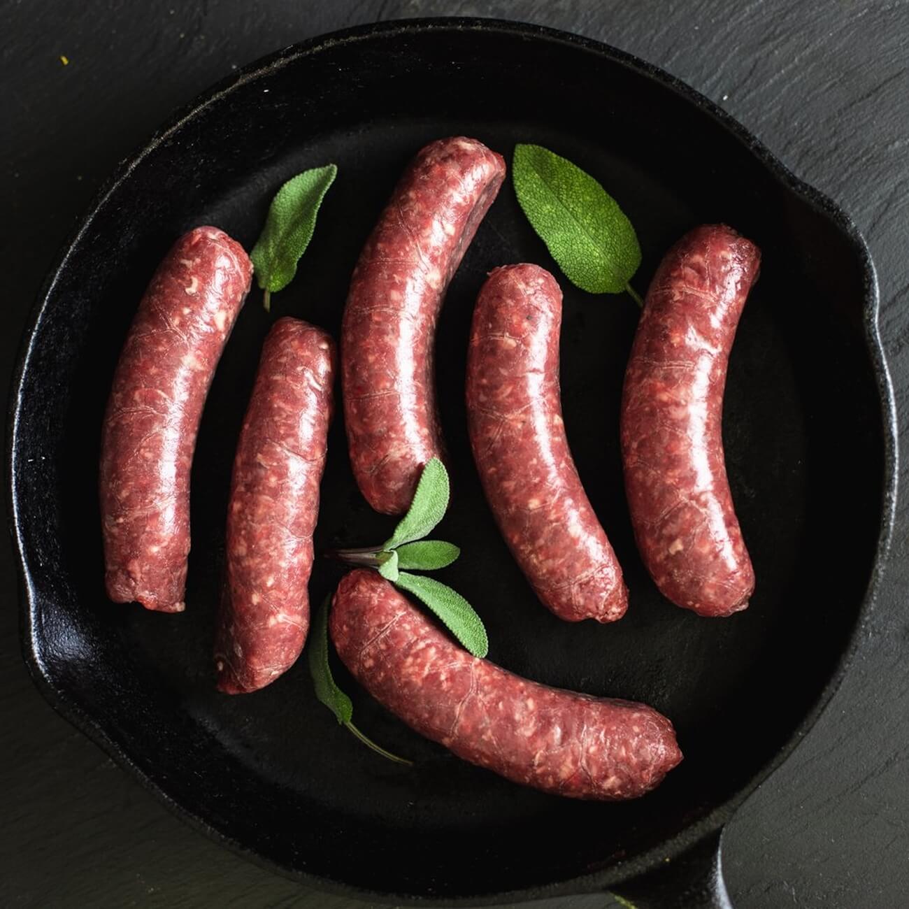 Organic Venison sausages x6, 400g / Riverford