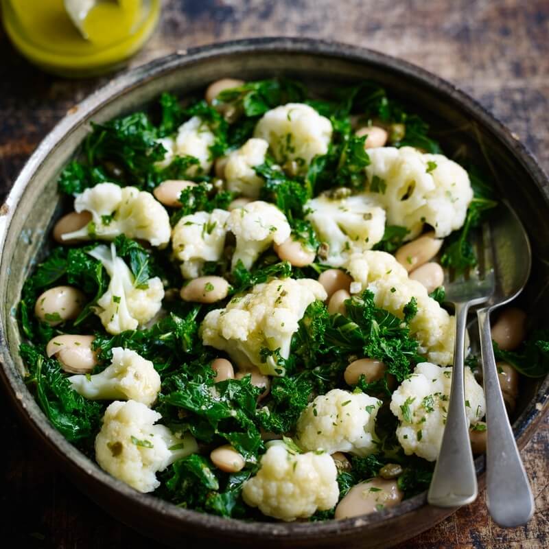Cauliflower, butter beans & kale recipe / Riverford