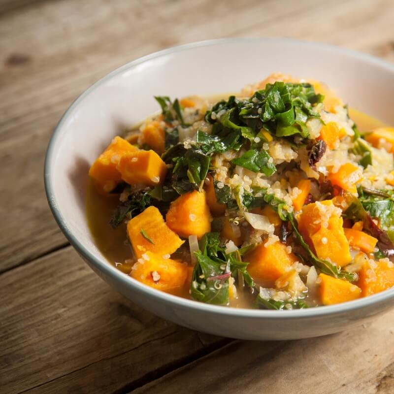 Chard, sweet potato and quinoa stew recipe / Riverford