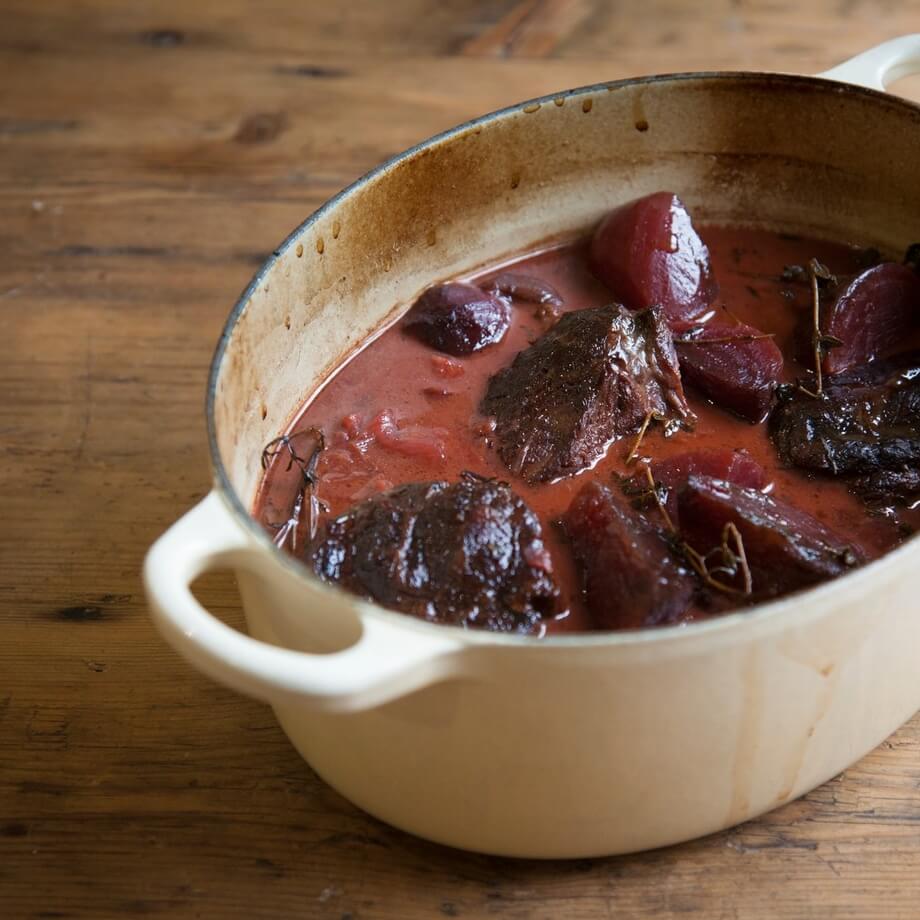 Venison and red wine casserole recipe / Riverford