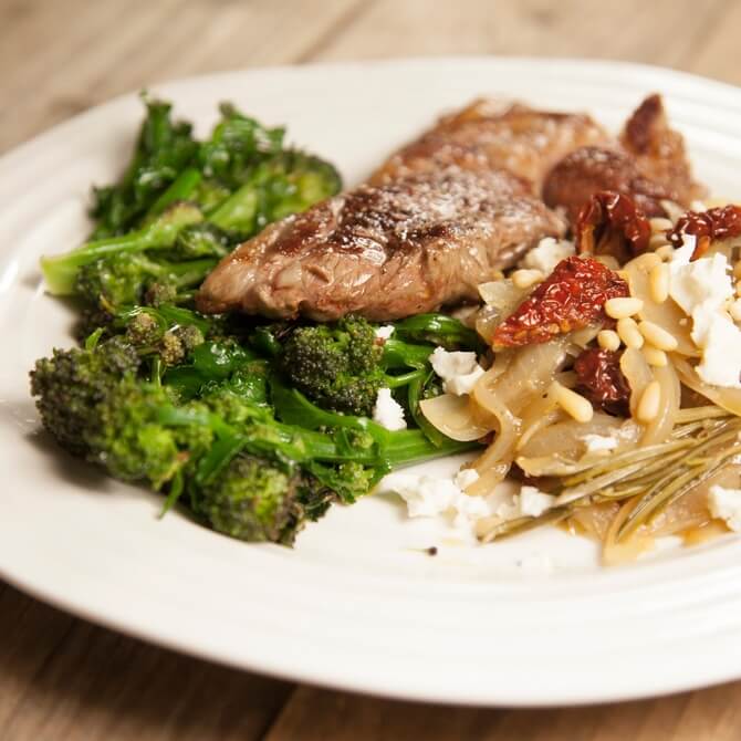 Braised onions with sundried tomatoes, rosemary, pine nuts... / Riverford