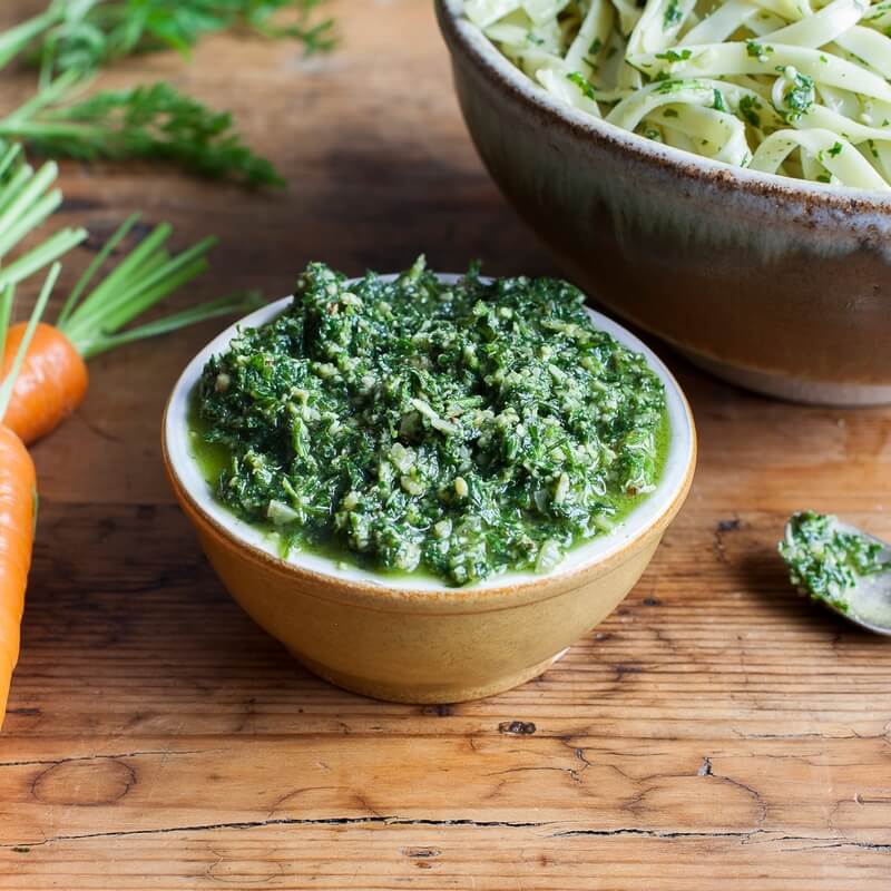 Carrot top pesto recipe / Riverford