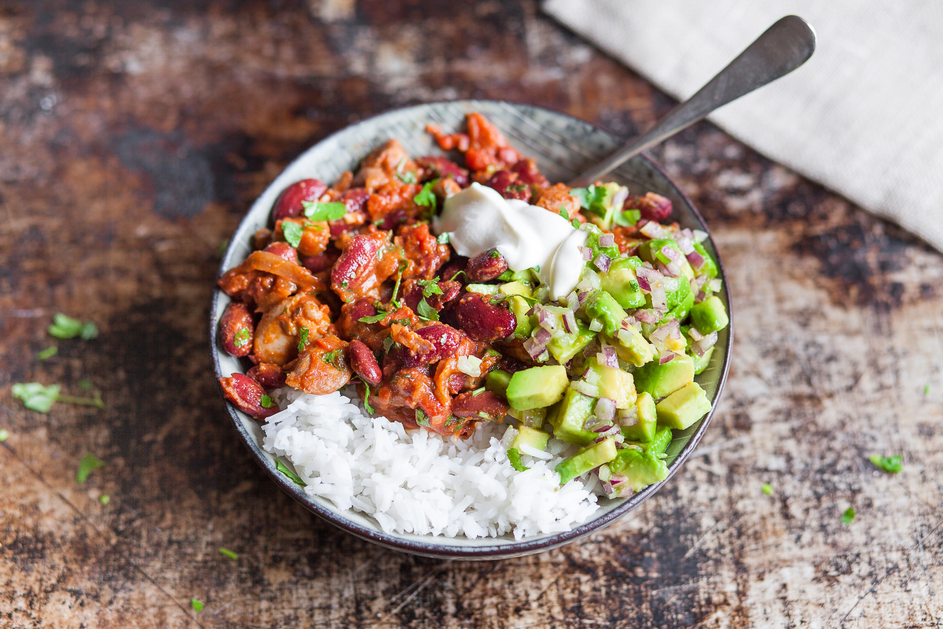 chili con carne with rice