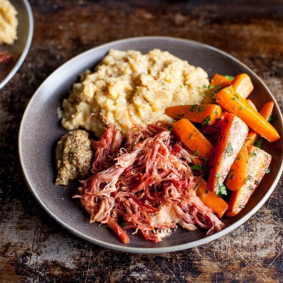 Speedy ham hock pie with potato, leeks, thyme and wilted g... / Riverford