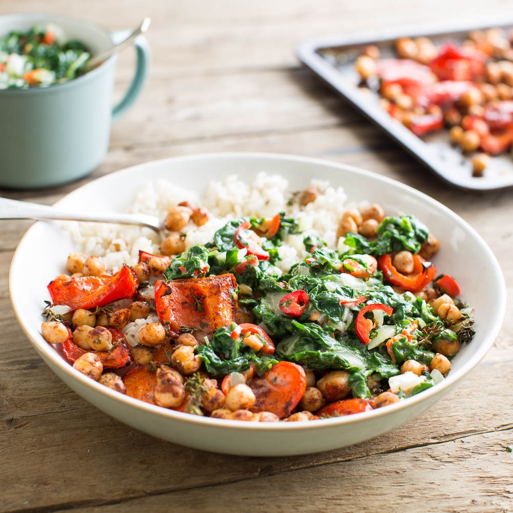 Jerk chickpeas & roasted peppers with callaloo (spinach & ... / Riverford