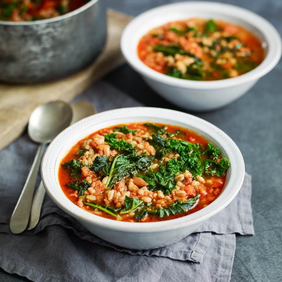 Kale and chorizo soup recipe / Riverford