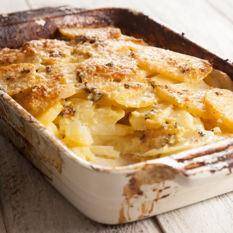 Kohlrabi and potato gratin with lemon thyme recipe / Riverford