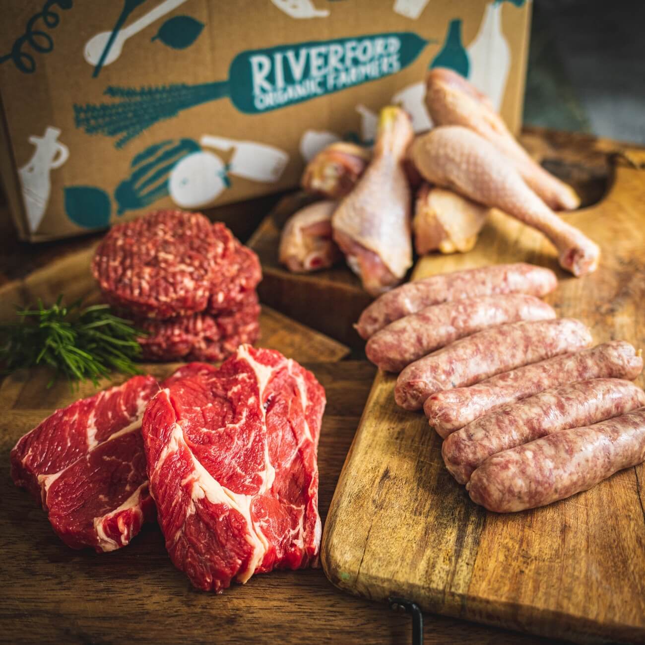 Organic BBQ meat box / Riverford