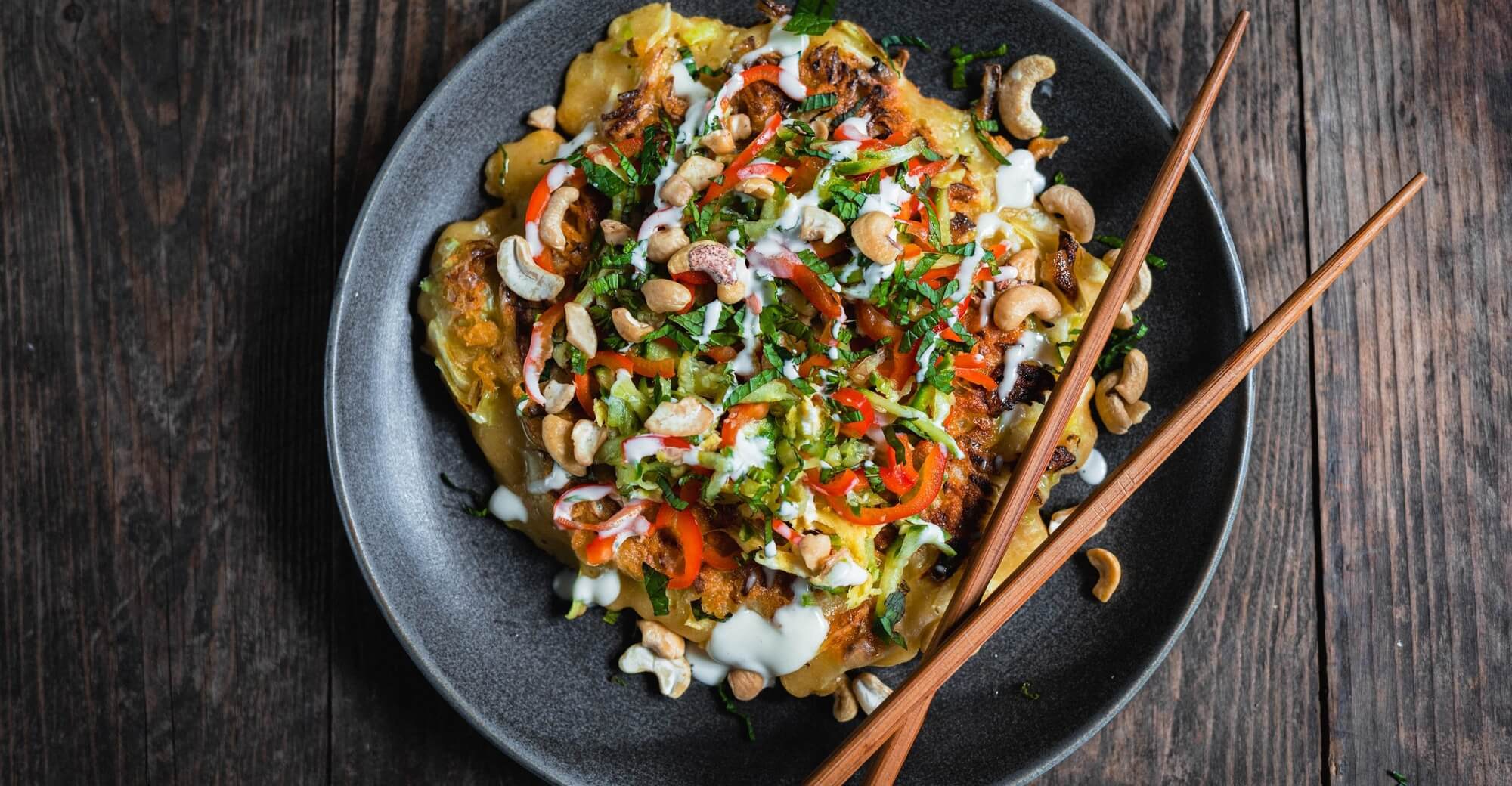 Japanese cabbage pancakes (Okonomiyaki) recipe / Riverford