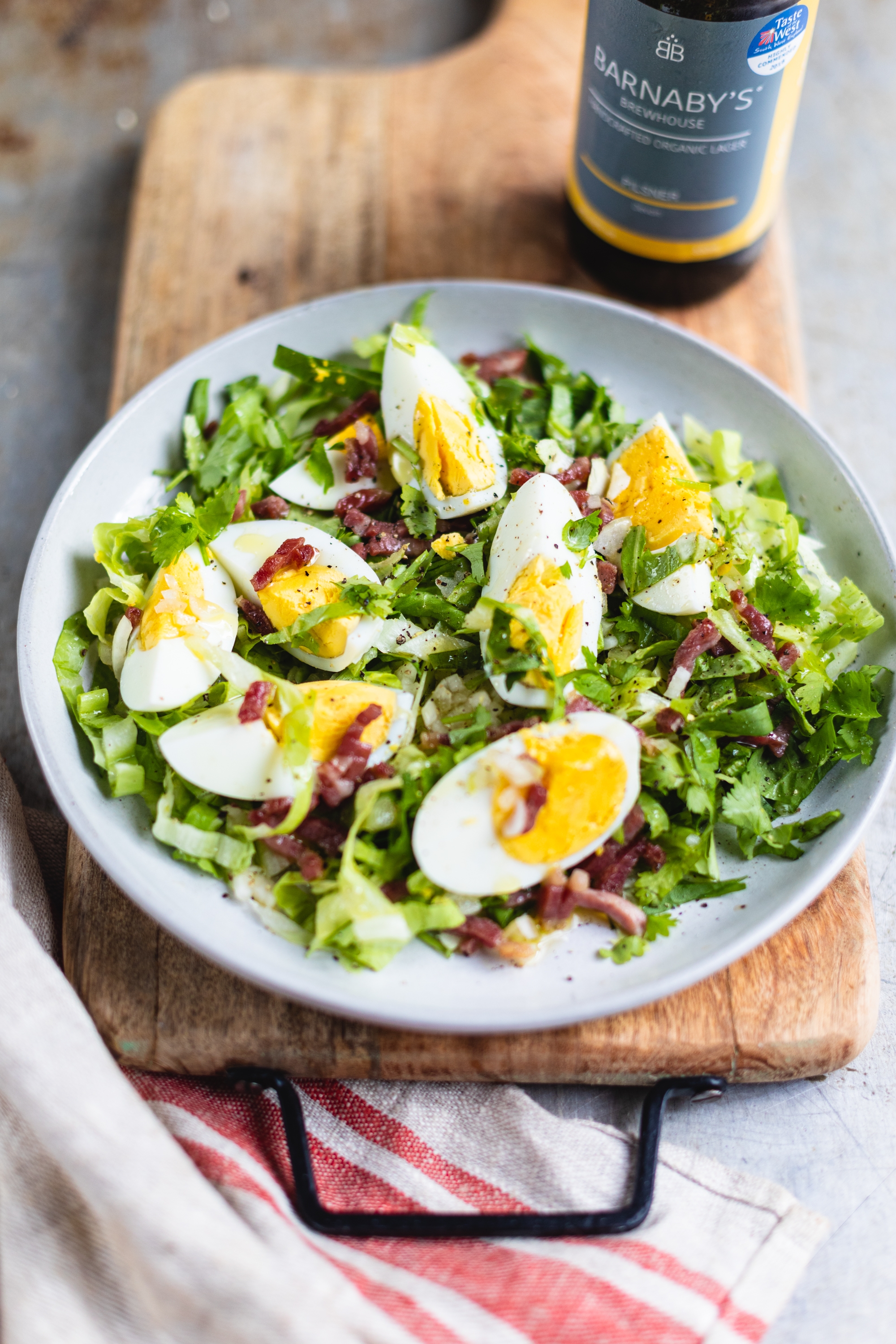 Pain de sucre, egg & bacon salad with a warm vinaigrette / Riverford