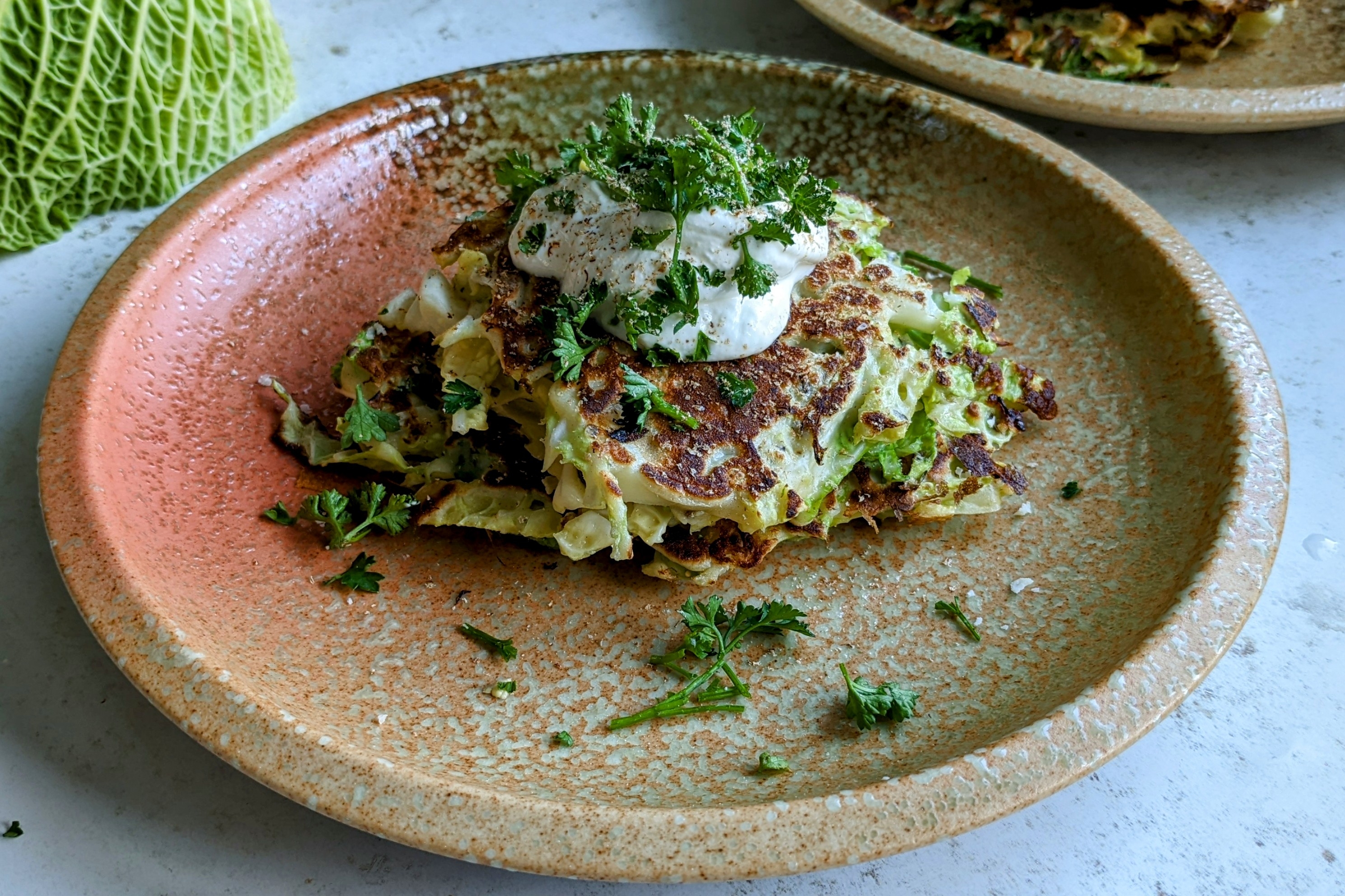 Scandi, cheesy cabbage fritters recipe / Riverford