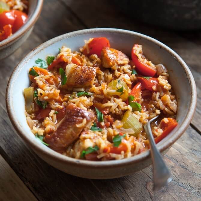 Cajun chicken jambalaya recipe / Riverford