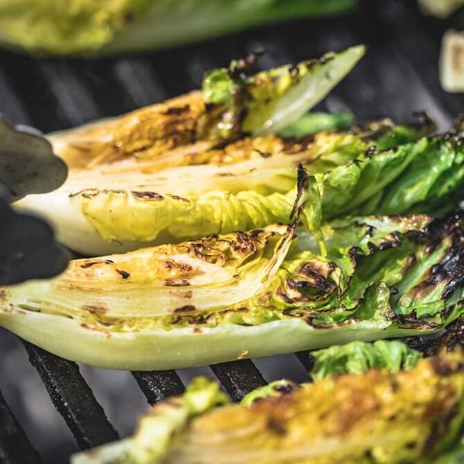 BBQ grilled little gem lettuce recipe / Riverford