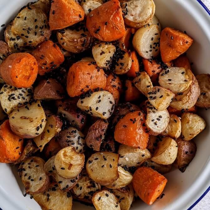 Miso & maple butter roasted turnips recipe / Riverford