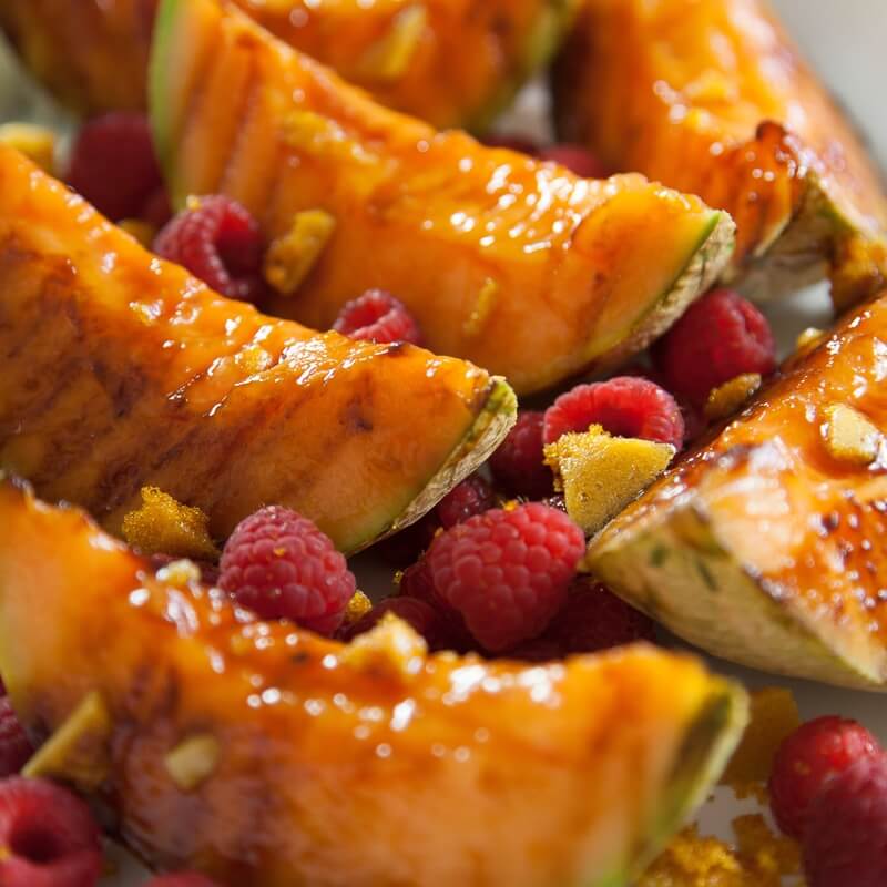 Raspberry Melon Honeycomb melon and raspberries recipe / Riverford