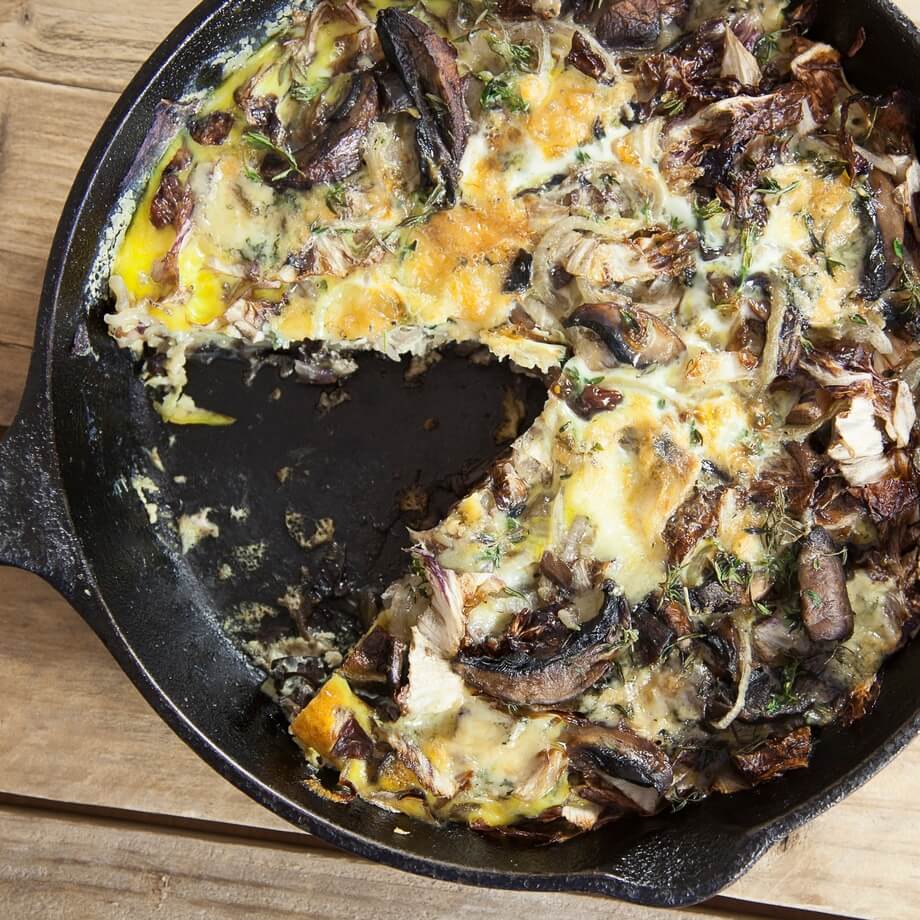 Brussels sprouts & mushroom frittata recipe / Riverford