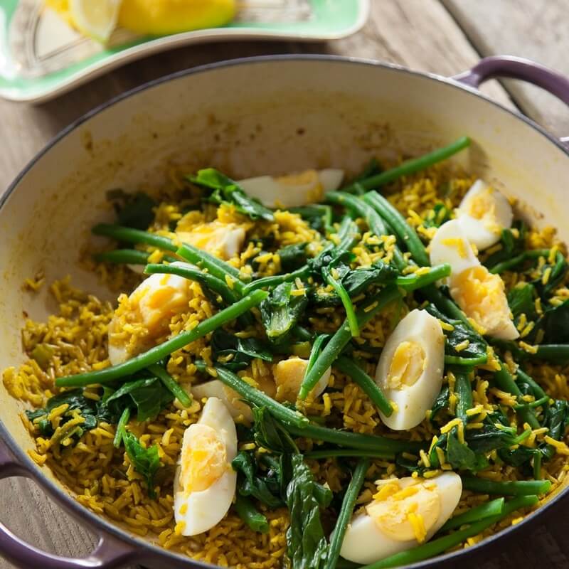 Spinach kedgeree recipe / Riverford