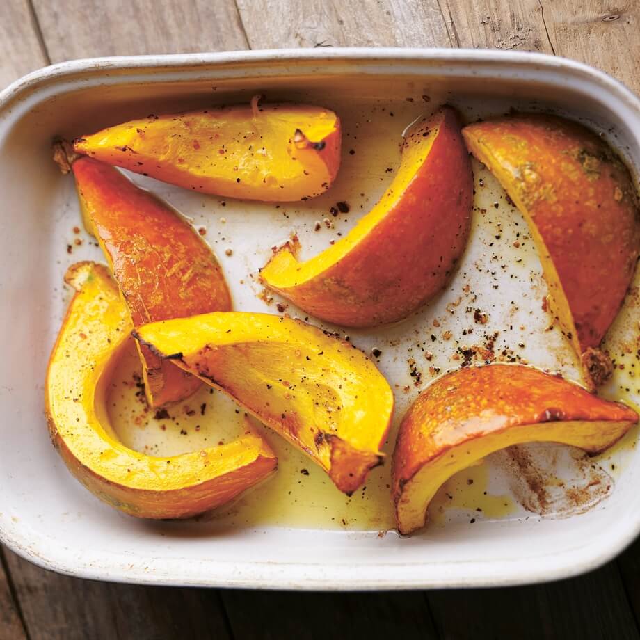 Crown Prince squash steaks with warm hummus recipe / Riverford