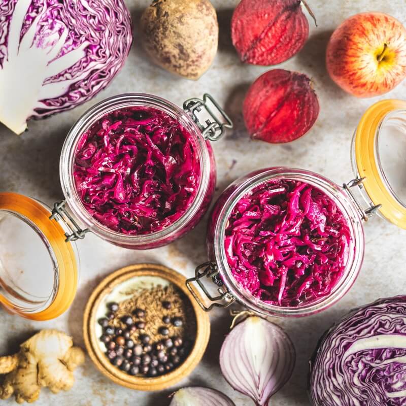 Organic Red Cabbage, Beetroot & Apple Sauerkraut Kit / Riverford