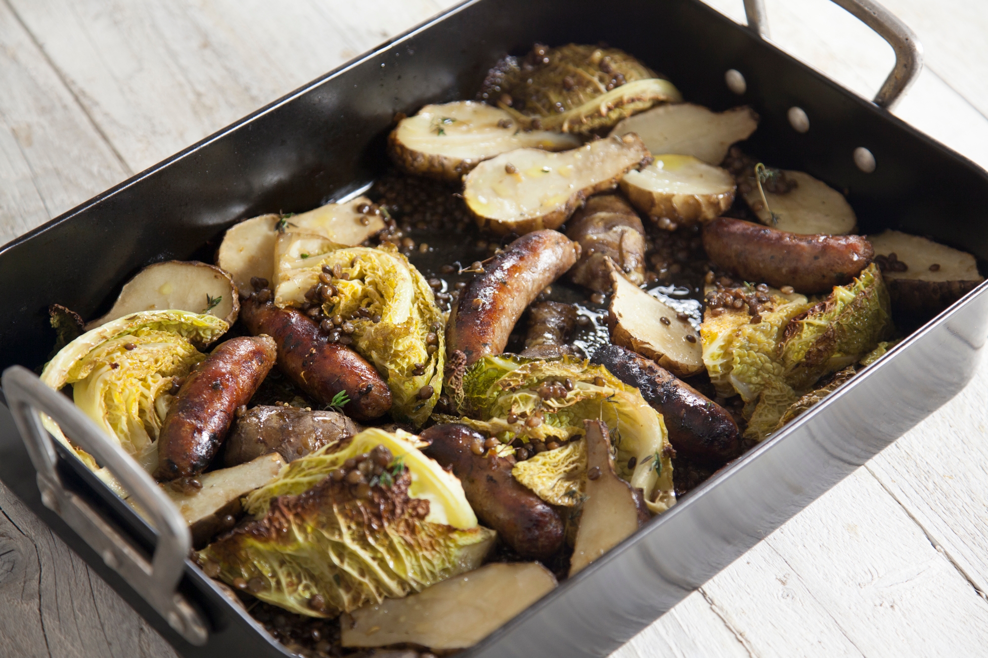 Sausage Jerusalem Artichoke And Savoy Bake Recipe Riverford 2688