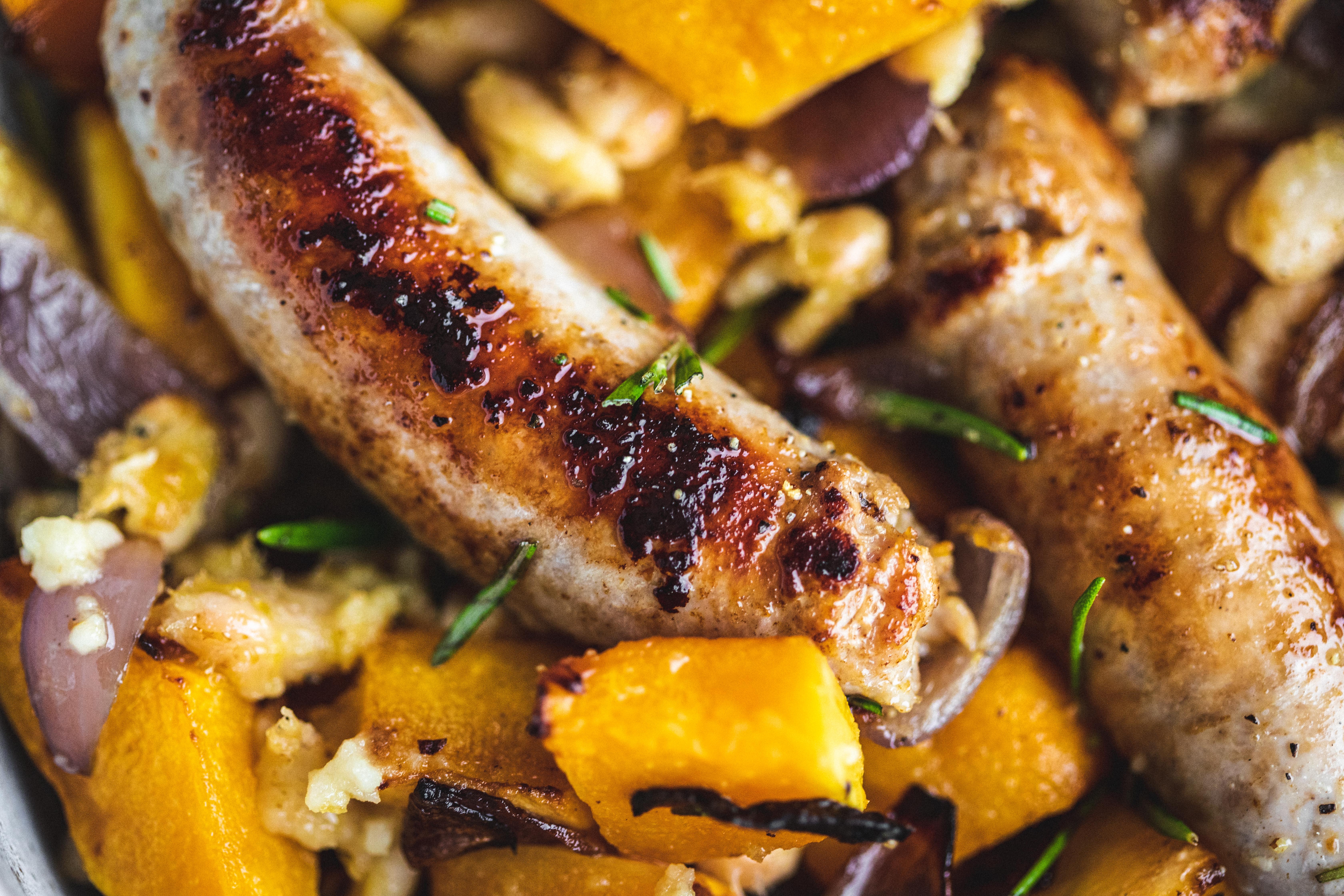 Organic Chicken sausages x6, 400g Riverford