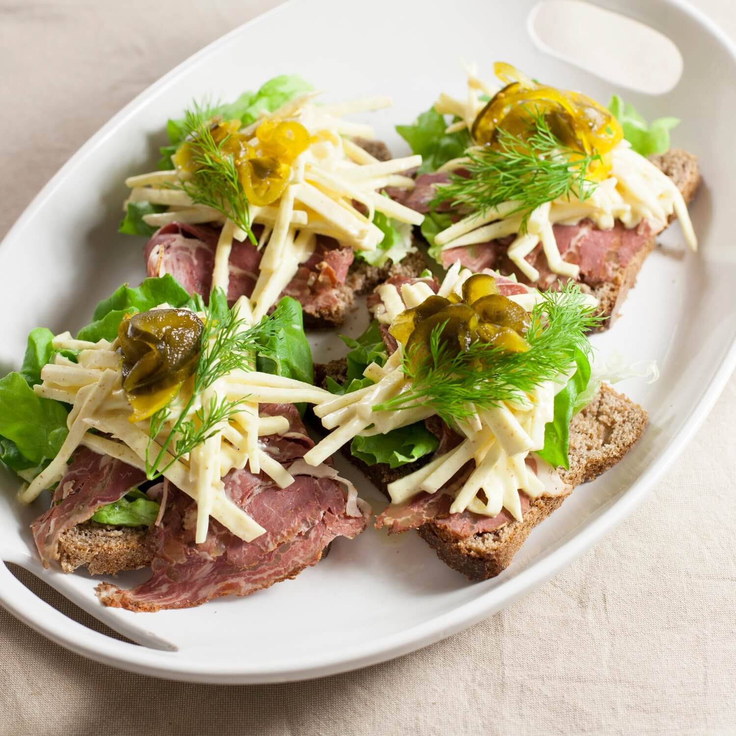 Scandanavian smorrebrod with curried celeriac remoulade / Riverford