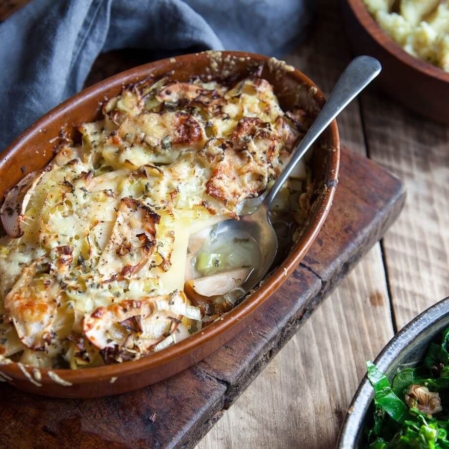 Swede and potato boulangère recipe / Riverford