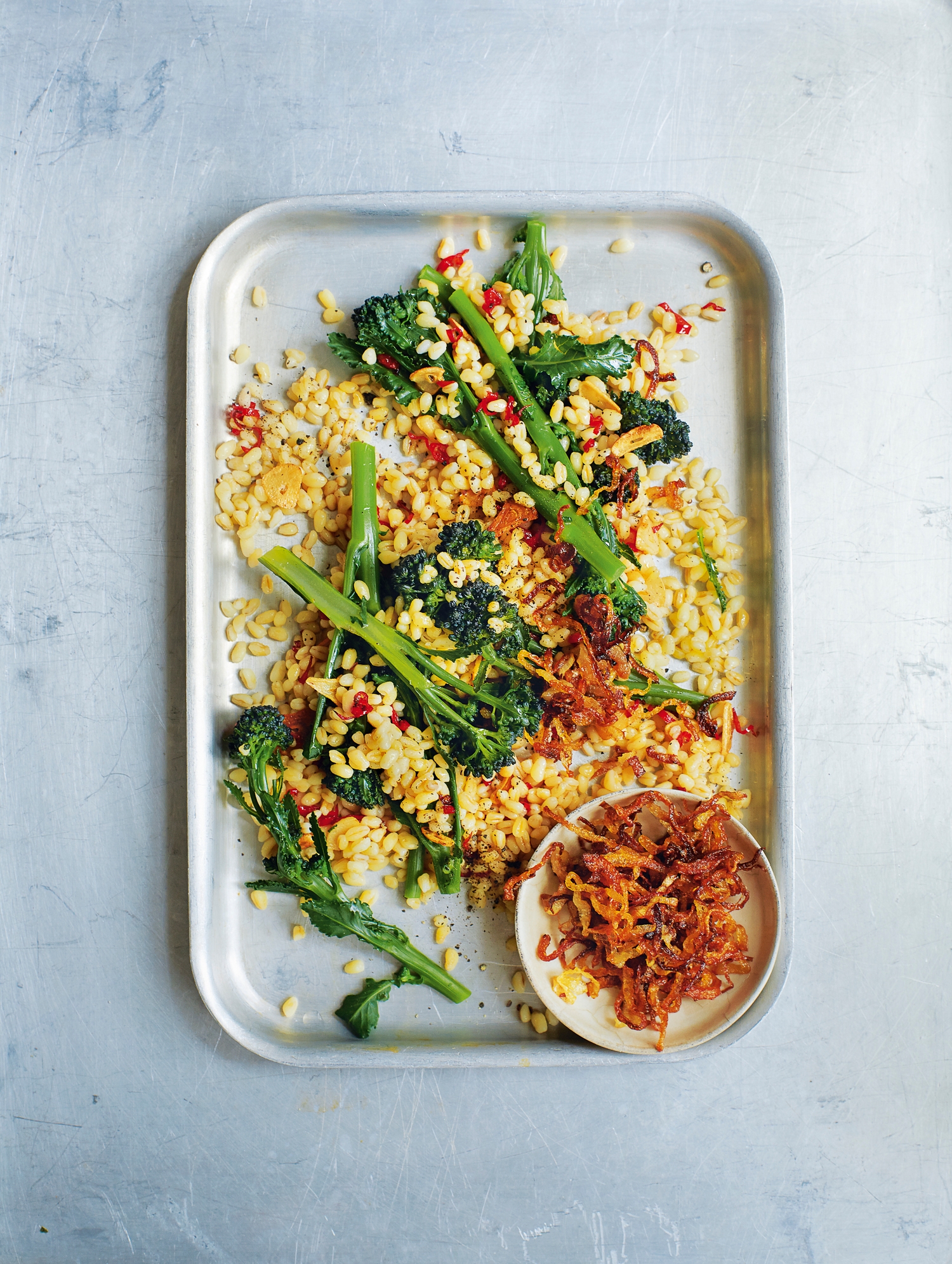 Wheatberries And Purple Sprouting Broccoli With Crispy Gar Riverford