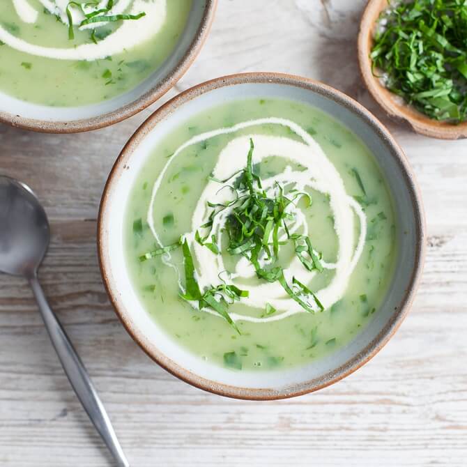 Wild garlic and potato soup recipe / Riverford